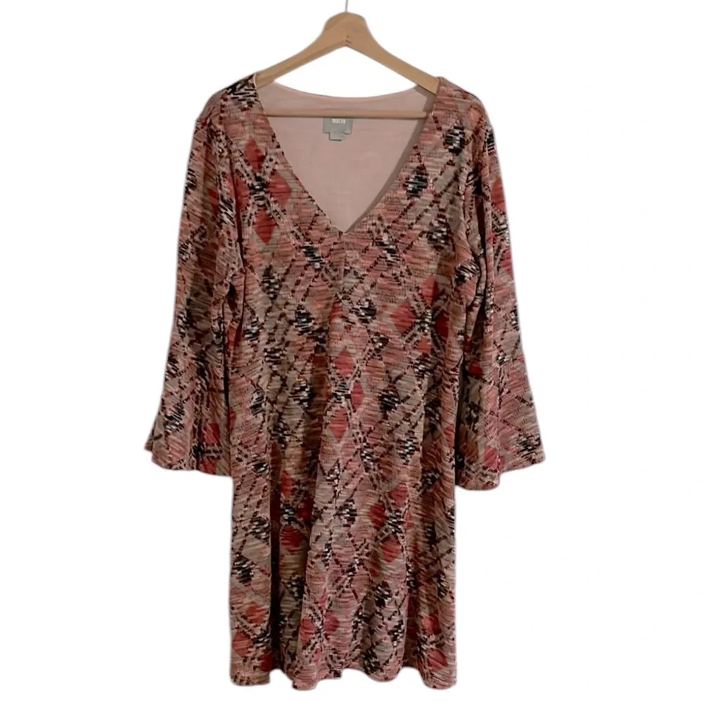 Maeve Anthropologie Erina‎ Swing Dress Women’s Size XL Bell Sleeve Mini Pink - Picture 2 of 9